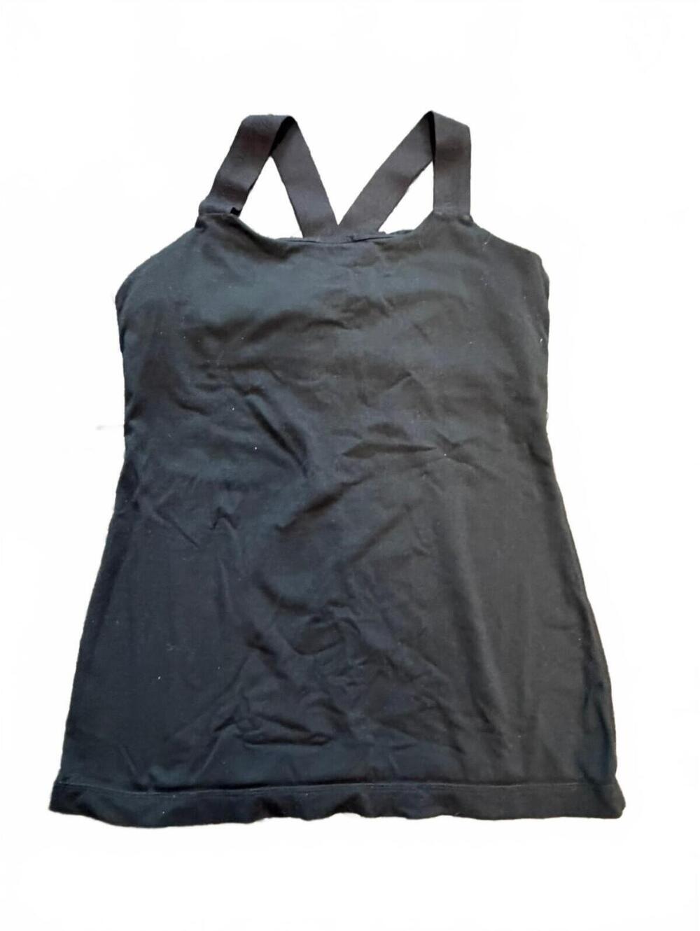 GUC Lululemon Black Cross Back Yoga Tank Built In Bra Size 8